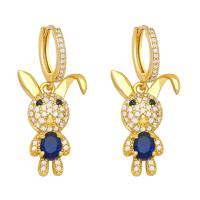 Cubic Zirconia Micro Pave Brass Earring Rabbit 18K gold plated micro pave cubic zirconia & for woman nickel lead & cadmium free Sold By Pair