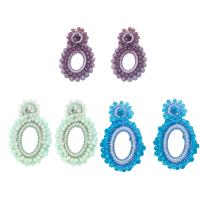 Boucles d'oreilles cristal, avec Fibre de polyester & laiton, pour femme, plus de couleurs à choisir, protéger l'environnement, sans nickel, plomb et cadmium, 69x42mm, Vendu par paire