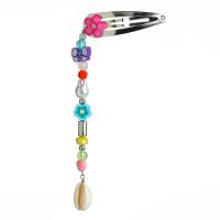 Hair Snap Clips, Iron, with Glass Beads & ABS Plastic Pearl & Polymer Clay & Shell & Resin & Copper Coated Plastic & Acrylic, silver color plated, different styles for choice & for woman, mixed colors, nickel, lead & cadmium free, 10x100mm, Sold By PC