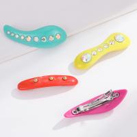 Resin Hair Slide, with Iron, silver color plated, different styles for choice & for woman & with glass rhinestone, Sold By PC