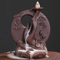 Backflow Incense Burner, Purple Clay, handmade, for home and office & durable, 126x92x150mm, Sold By PC