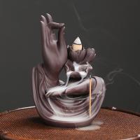 Backflow Incense Burner, Porcelain, half handmade, for home and office & durable & multifunctional, 103x80x148mm, Sold By PC