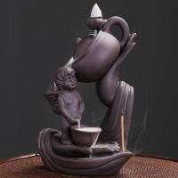 Backflow Incense Burner, Purple Clay, half handmade, for home and office & durable & multifunctional, 111x85x169mm, Sold By PC