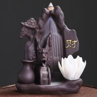 Backflow Incense Burner, Purple Clay, half handmade, for home and office & durable, 130x82x166mm, Sold By PC