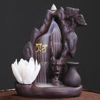 Backflow Incense Burner, Purple Clay, half handmade, for home and office & durable & multifunctional, 132x84x171mm, Sold By PC