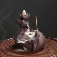 Backflow Incense Burner, Purple Clay, half handmade, for home and office & durable & multifunctional, 110x98x110mm, Sold By PC