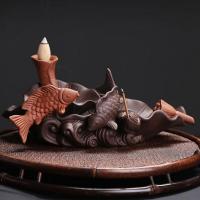 Backflow Incense Burner, Purple Clay, half handmade, for home and office & durable & multifunctional, 205x105x84mm, Sold By PC