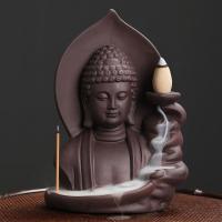Backflow Incense Burner, Purple Clay, half handmade, for home and office & durable & multifunctional, 108x75x152mm, Sold By PC