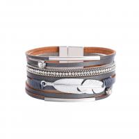 PU Leather Cord Bracelets, with Tibetan Style, multilayer & for woman & with rhinestone, more colors for choice, 33mm, Inner Diameter:Approx 60mm, Length:Approx 7.64 Inch, Sold By PC