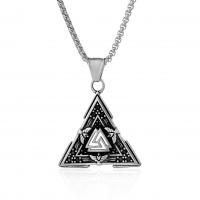 Stainless Steel Jewelry Necklace, 304 Stainless Steel, Triangle, fashion jewelry & different styles for choice & for man & blacken, original color, 32x43mm, Sold By PC
