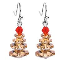 Christmas Earrings Crystal Christmas Tree Galvanic plating fashion jewelry & for woman 30mm Sold By Pair