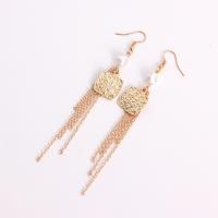 Fashion Fringe Earrings Zinc Alloy with Plastic Pearl gold color plated fashion jewelry & for woman golden nickel lead & cadmium free 20mm 110mm Sold By Pair