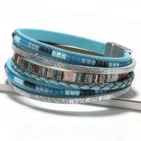 Wrap Bracelet Leather with Zinc Alloy stoving varnish multilayer & for woman 210mm Sold By PC