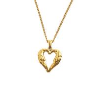 Stainless Steel Jewelry Necklace, 304 Stainless Steel, Heart, Vacuum Ion Plating, for woman & hollow, gold, 450mm, Sold By PC