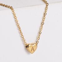 Stainless Steel Jewelry Necklace 304 Stainless Steel Heart 18K gold plated & with letter pattern & for woman Length Approx 18 Inch Sold By PC