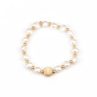 Freshwater Cultured Pearl Bracelet, 316L Stainless Steel, with Freshwater Pearl, real gold plated, fashion jewelry & for woman, Length:Approx 6.5 Inch, Sold By PC
