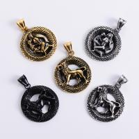 Stainless Steel Constellation Pendant, 316L Stainless Steel, 12 Signs of the Zodiac, Vacuum Ion Plating, DIY & Unisex & blacken, more colors for choice, 35x30mm, Sold By PC
