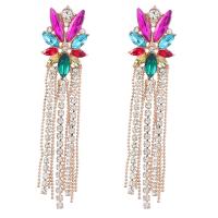 Fashion Fringe Earrings Zinc Alloy Geometrical Pattern gold color plated Bohemian style & for woman & with rhinestone Sold By Pair