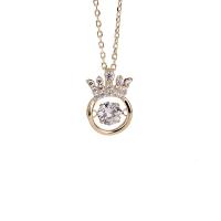 925 Sterling Silver Necklaces, with 1.57 inch extender chain, Crown, plated, for woman & with rhinestone, more colors for choice, 10x15mm, Length:Approx 15.35 Inch, Sold By PC