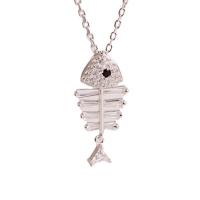 925 Sterling Silver Necklaces with 1.57 inch extender chain Fish plated for woman & with rhinestone Length Approx 15.37 Inch Sold By PC