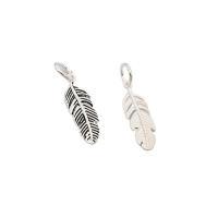 925 Sterling Silver Pendant Feather plated DIY Approx 4mm Sold By PC