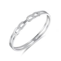 304 Stainless Steel Bangle Vacuum Ion Plating fashion jewelry & micro pave cubic zirconia & for woman & hollow 6mm Length Approx 6.69 Inch Sold By PC