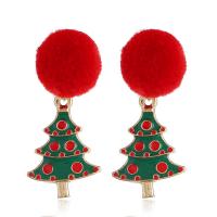 Weihnachten Ohrringe, Zinklegierung, mit Plüsch, Weihnachts-Design & Modeschmuck & für Frau, frei von Nickel, Blei & Kadmium, 38x18mm, verkauft von Paar