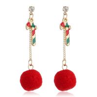 Christmas Earrings Zinc Alloy with Plush Christmas Design & fashion jewelry & for woman & with rhinestone nickel lead & cadmium free Sold By Pair
