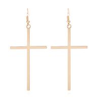 Tibetan Style Drop Earrings, Cross, plated, fashion jewelry & for woman, more colors for choice, nickel, lead & cadmium free, 83x35mm, Sold By Pair
