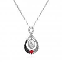 Zinc Alloy Jewelry Necklace with 5cm extender chain silver color plated fashion jewelry & micro pave cubic zirconia & for woman two different colored Length 46 cm Sold By PC