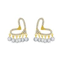 Zinc Alloy Drop Earrings Heart silver color plated fashion jewelry & micro pave cubic zirconia & for woman Sold By Pair