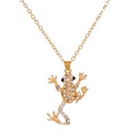 Tibetan Style Jewelry Necklace, with 5cm extender chain, Frog, plated, fashion jewelry & for woman & with rhinestone, more colors for choice, Length:47.5 cm, Sold By PC