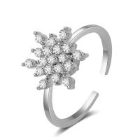 Cubic Zirconia Micro Pave Brass Ring Snowflake plated fashion jewelry & micro pave cubic zirconia & for woman 20mm Inner Approx 17mm Sold By PC