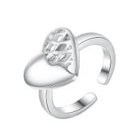 Tibetan Style Finger Ring, Heart, plated, Adjustable & fashion jewelry & for woman, white, 22x16x23mm, Sold By PC
