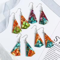 Natural Gemstone Earrings, Impression Jasper, irregular, for woman, more colors for choice, 24x3.76x39.50mm, Sold By Pair