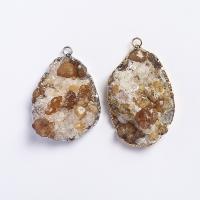 Ice Quartz Agate Pendant, with Brass, silver color plated, druzy style & Unisex, 14x32x55mm, Sold By PC