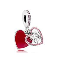 925 Sterling Silver European Pendant, with Cubic Zirconia, Unisex & enamel, more colors for choice, 9x17mm, Sold By PC