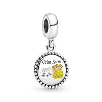 925 Sterling Silver European Pendant, with Cubic Zirconia, plated, Unisex & epoxy gel, more colors for choice, 15x7mm, Sold By PC