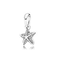 925 Sterling Silver European Pendant with Cubic Zirconia Starfish Unisex Sold By PC