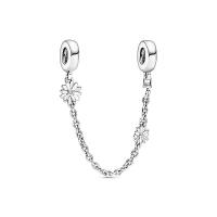 925 Sterling Silver European Clip with Cubic Zirconia plated DIY Sold By PC