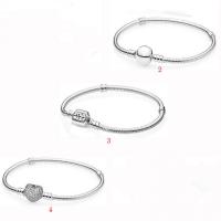 European Bracelet, 925 Sterling Silver, with Cubic Zirconia, plated, different length for choice & different styles for choice & for woman, more colors for choice, Sold By PC