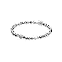 European Bracelet 925 Sterling Silver with Cubic Zirconia Round plated & for woman Sold By PC