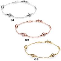 European Bracelet, 925 Sterling Silver, with Cubic Zirconia, plated, different length for choice & for woman, more colors for choice, Sold By PC