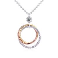 Cubic Zircon Micro Pave Brass Necklace, with Cubic Zirconia, with 5cm extender chain, Donut, real gold plated, for woman & hollow, mixed colors, nickel, lead & cadmium free, 16x24mm, Length:Approx 42 cm, Sold By PC