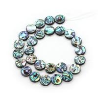 Abalone Shell Beads Flat Round DIY multi-colored Sold By Strand
