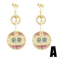 Cubic Zirconia Micro Pave Brass Earring 18K gold plated & micro pave cubic zirconia & for woman mixed colors nickel lead & cadmium free Sold By Pair