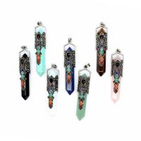 Gemstone Hängen Smycken, Ädelsten, med Zink Alloy, Koniska, silver pläterad, Unisex, fler färger för val, 84x14mm, Säljs av PC