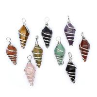 Gemstone Pendants Jewelry with Zinc Alloy Conical silver color plated & Unisex Sold By PC