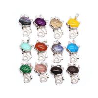 Gemstone Pendants Jewelry, with Tibetan Style, Fox, silver color plated, different materials for choice & Unisex, more colors for choice, 32x19x7mm, Sold By PC