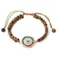 Gemstone Bracelets with Cotton Cord & Agate gold color plated Double Layer & Unisex Length Approx 7.09 Inch Sold By PC